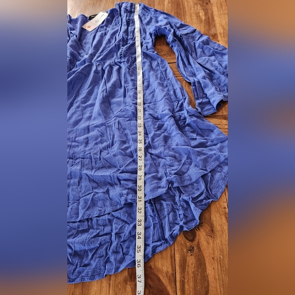 Merokeety Royal Blue Long Flare Sleeves Boho Dress Size L - Picture 10 of 14